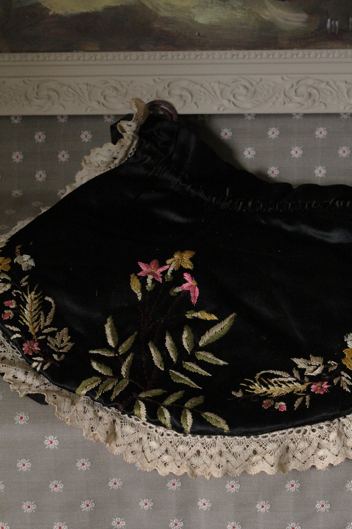 Beautiful Hand Embroidered Silk Drawsting Bag