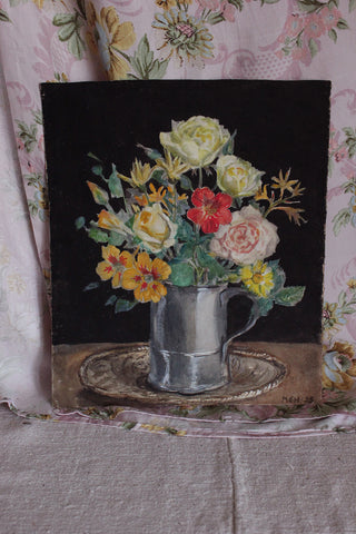 A beautiful Fifties Floral Painting - Dark Ground