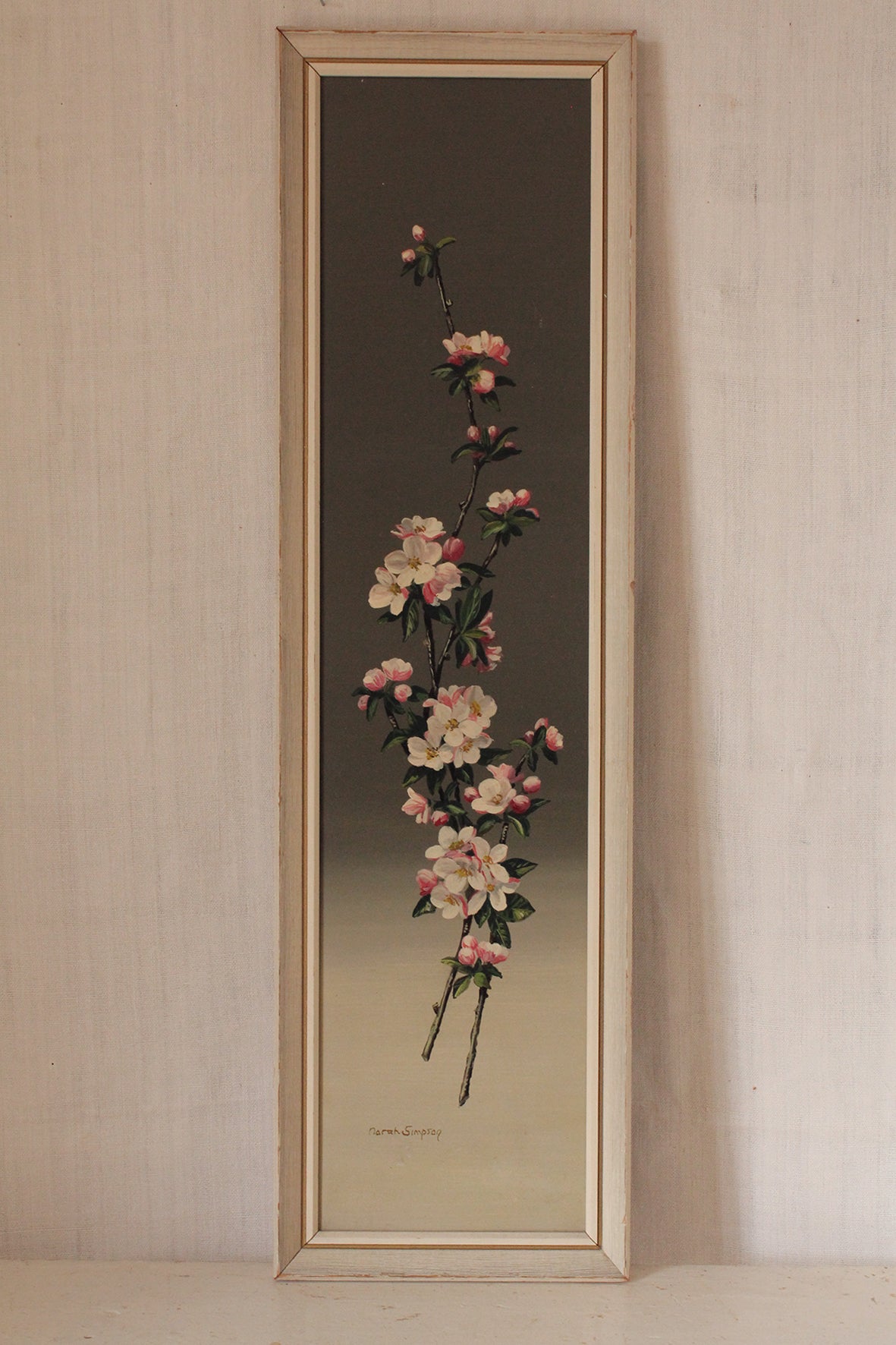 Tall Mid Century Blossom Oil Painting