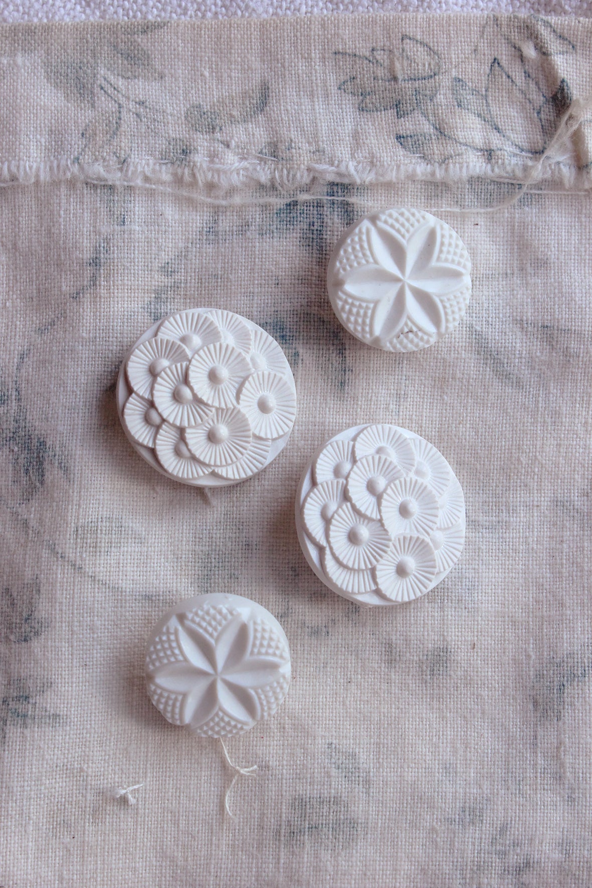 White Pressed Plastic Vintage Buttons