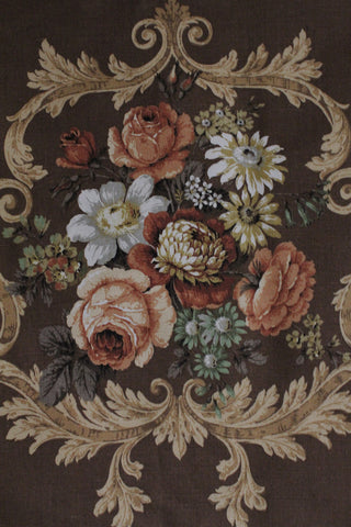 Beautiful Vintage David Whitehead Linen Panel - Rustic Floral "Beauvais"