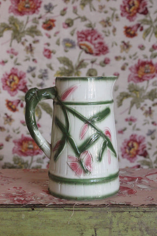 Vintage Hand Painted & Scribed Stem Vase - Grey Floral
