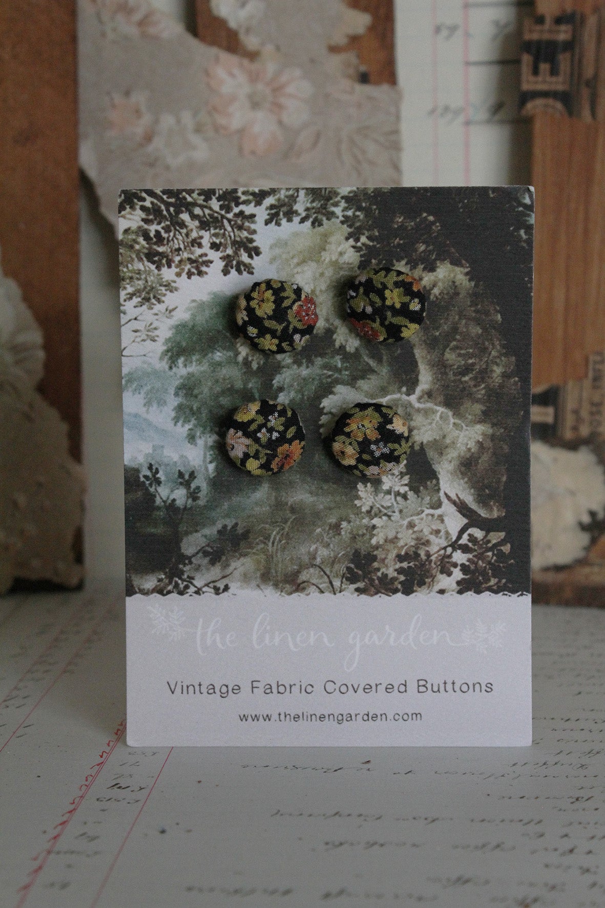 Fabric Covered Buttons - Dark Ditsy