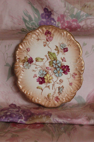 Beautiful Old Art Nouveau Earthenware Floral Serving Plate