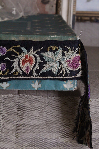 Beautiful Antique Embroidered & Appliqued Floral Panel