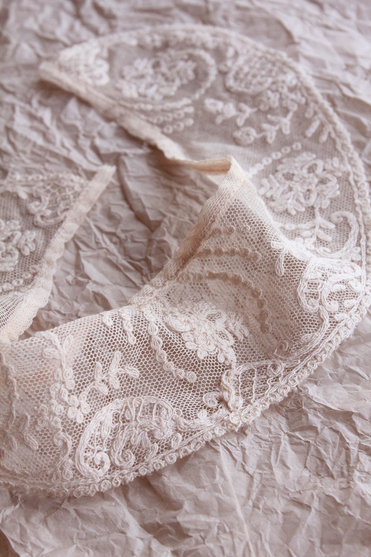 Old Reclaimed Embroidered Dress Collar - Fine Floral