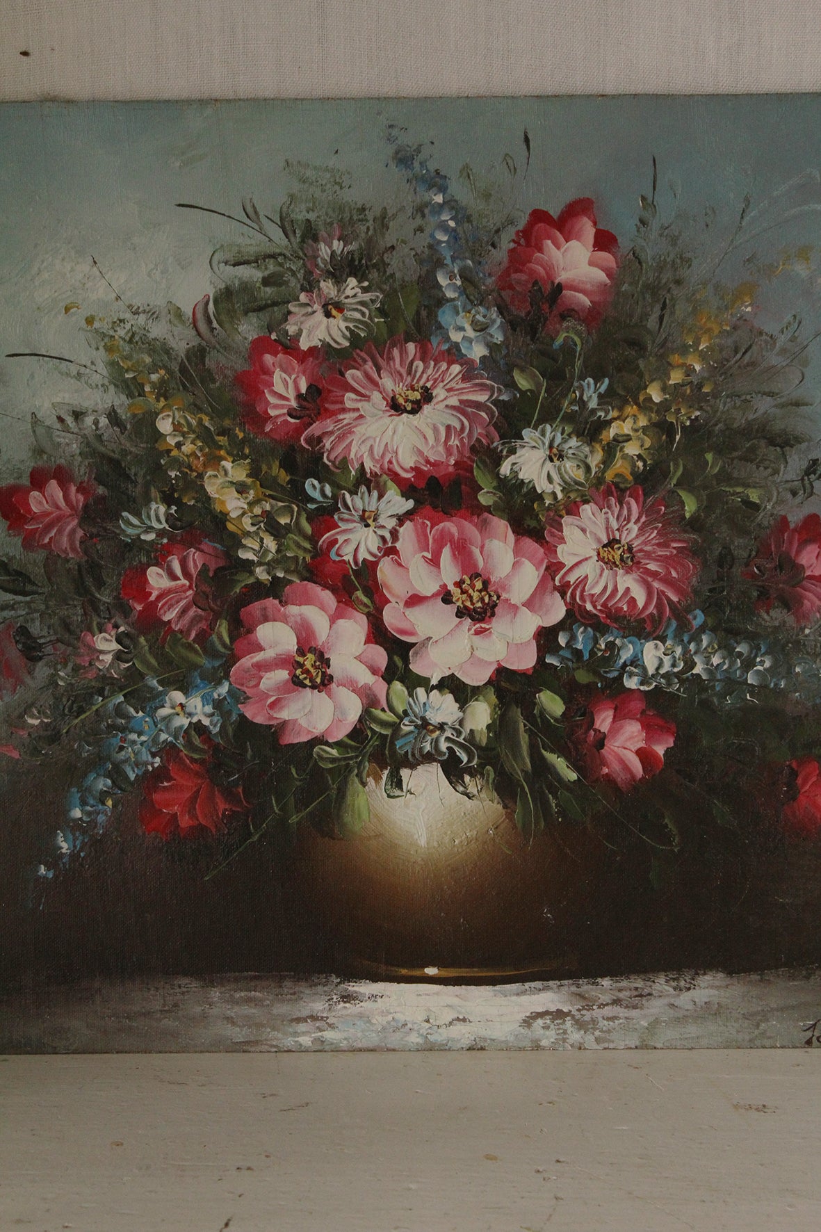 Vintage Expressional Floral Oil Painting - Still Life