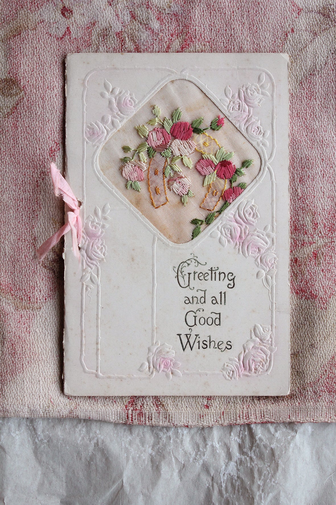 Old Greetings Card - Flowers Sweet to Thee