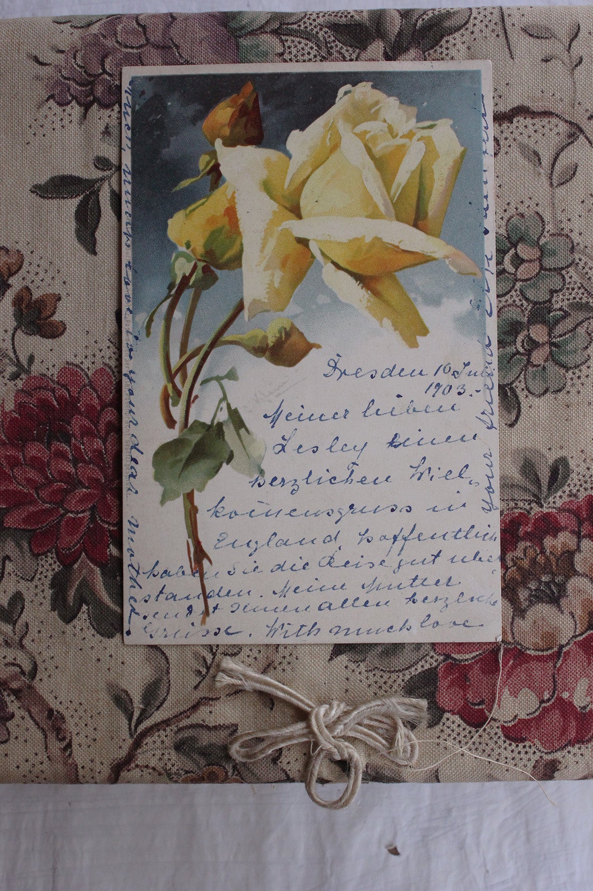 Old Postcard - Yellow Rose