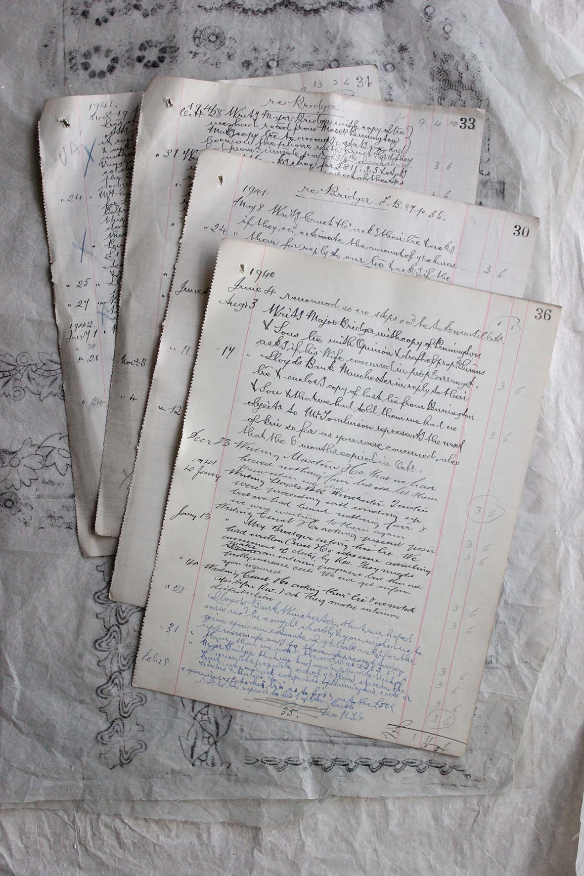 Collection of Reclaimed Beautifully Handwritten Ledger Pages