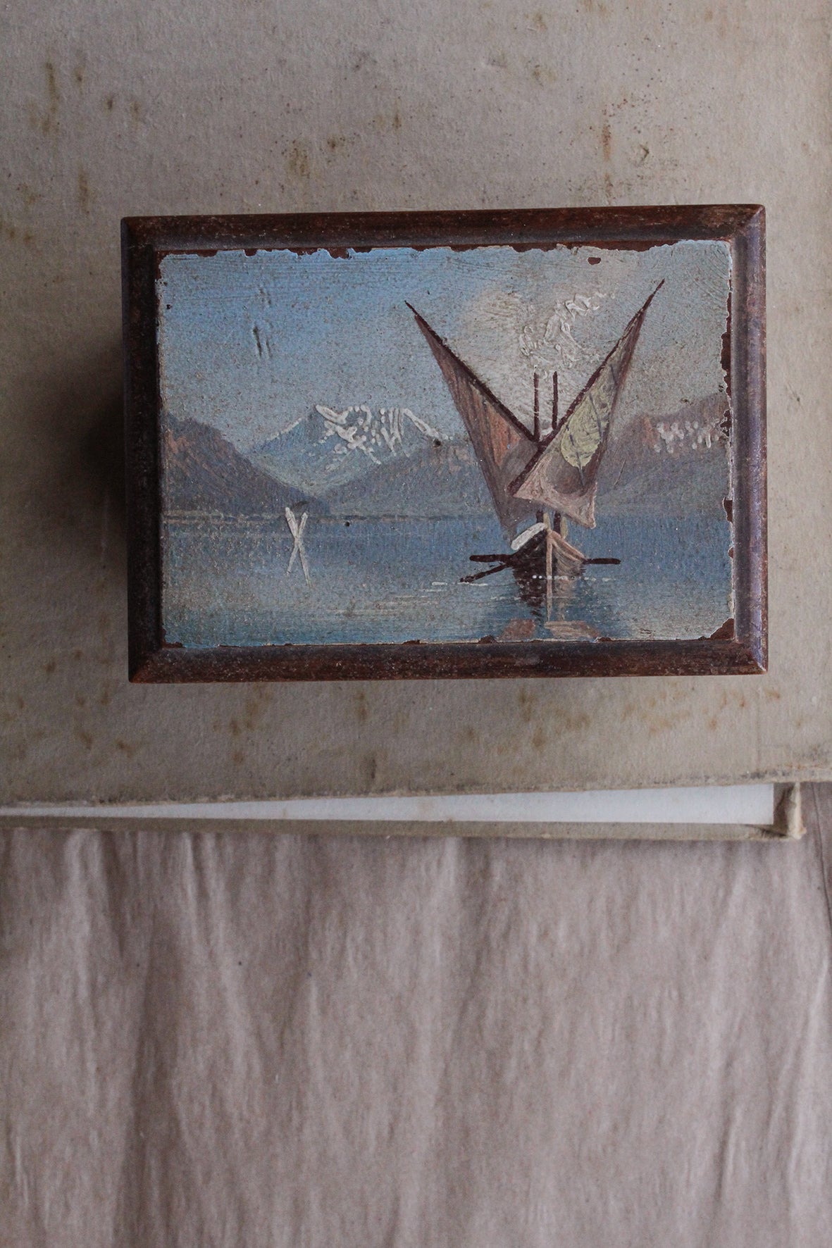 Sweet Vintage Hand Painted Japanese Wooden Box