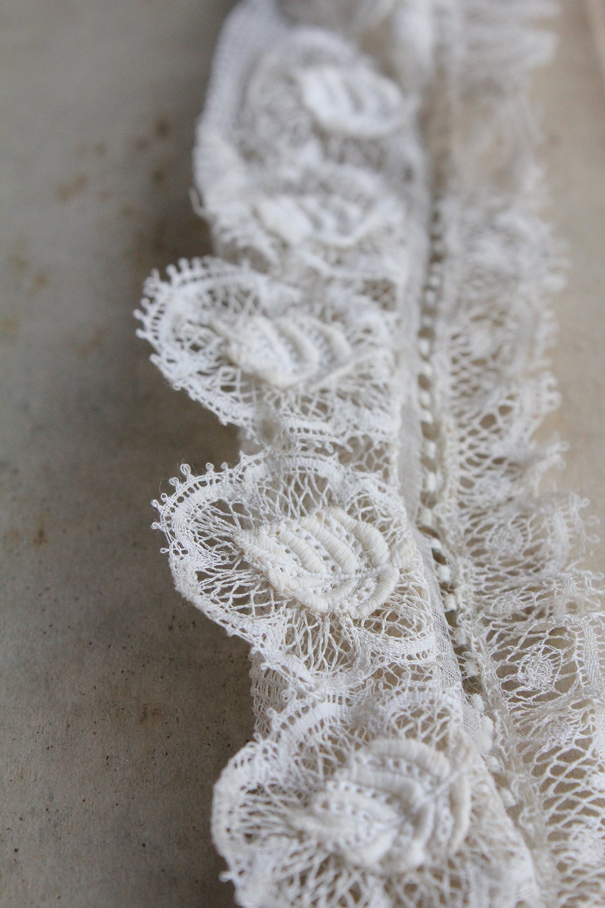 Reclaimed Lace Collar Panel with Broderie Leaves