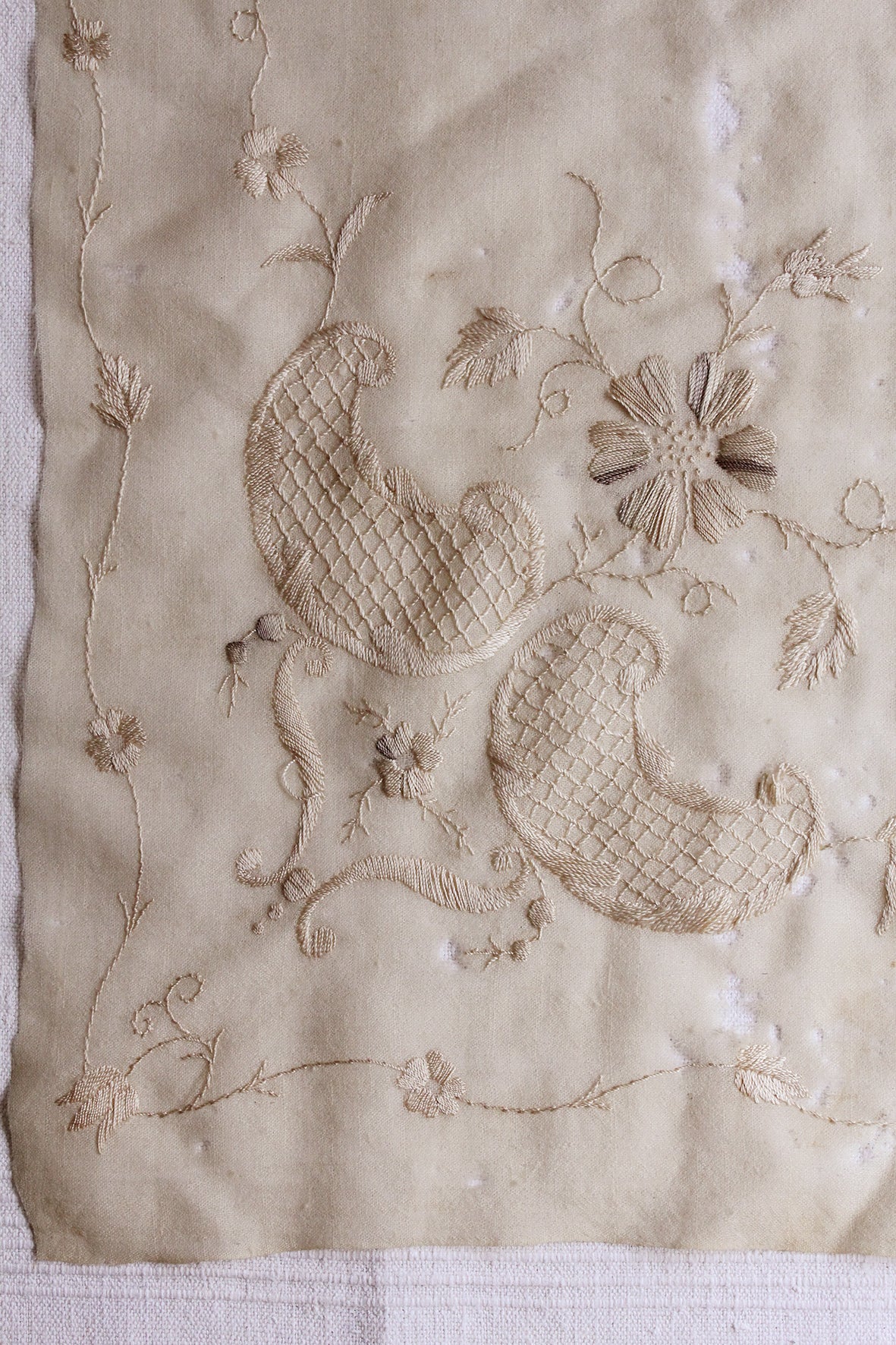 Perfectly Imperfect Old Hand Embroidered Panel