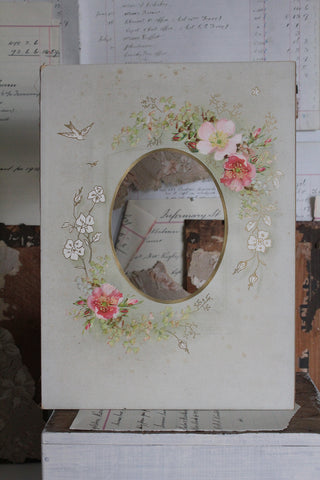 Old Victorian Photograph/Print Reclaimed Album Page  - Blossom & Bird