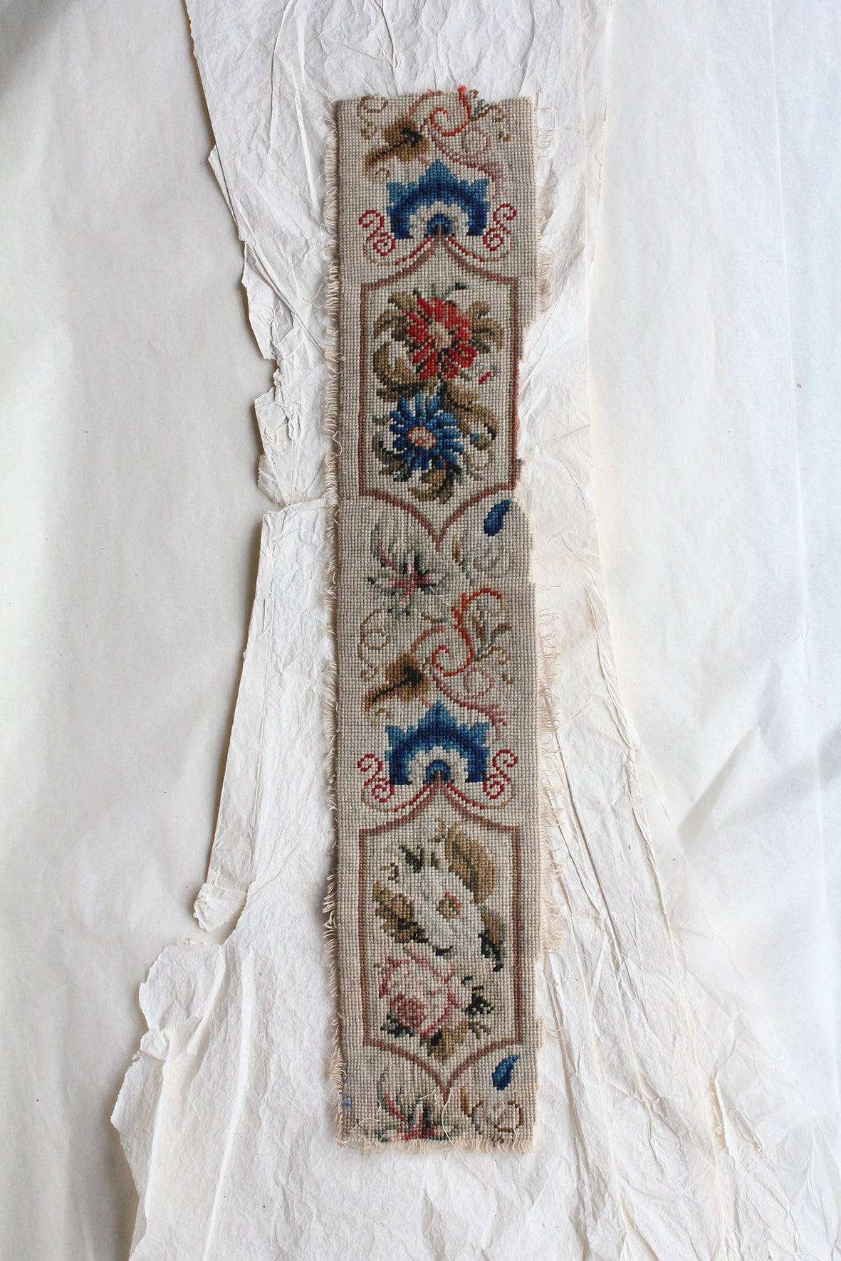 Old Floral Needlepoint Panel
