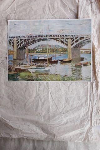 Old Print - Claude Monet - The Bridge Over the Seine at Argenteuil