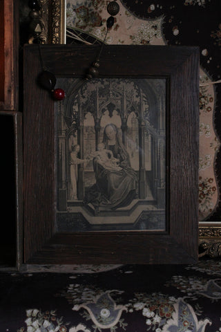 Beautiful Antique Wooden Frame with Old Print - 