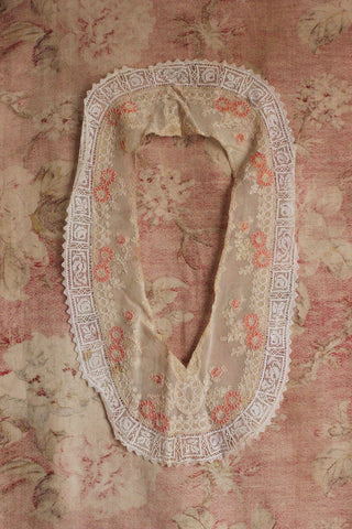 Reclaimed Orange Cream Embroidered Lace Dress Detailing