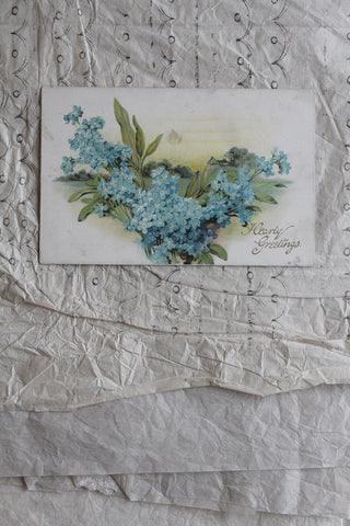 Old Postcard - Bouquet of Forget Me Nots