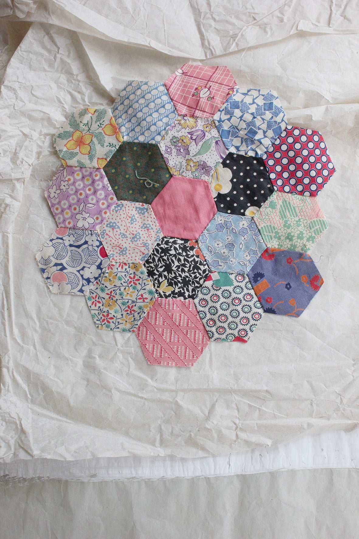 Reclaimed Antique Hand Stitched Patchwork Panel - 31