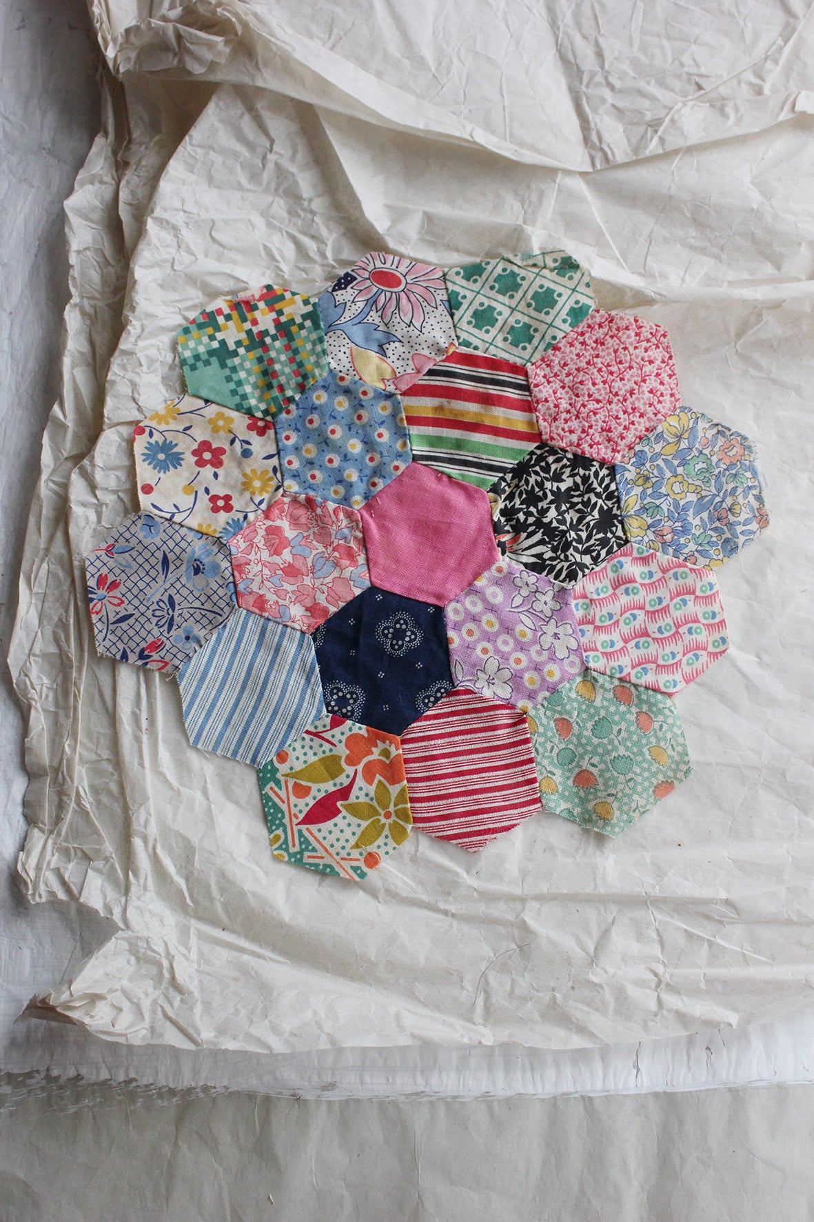 Reclaimed Antique Hand Stitched Patchwork Panel - 43
