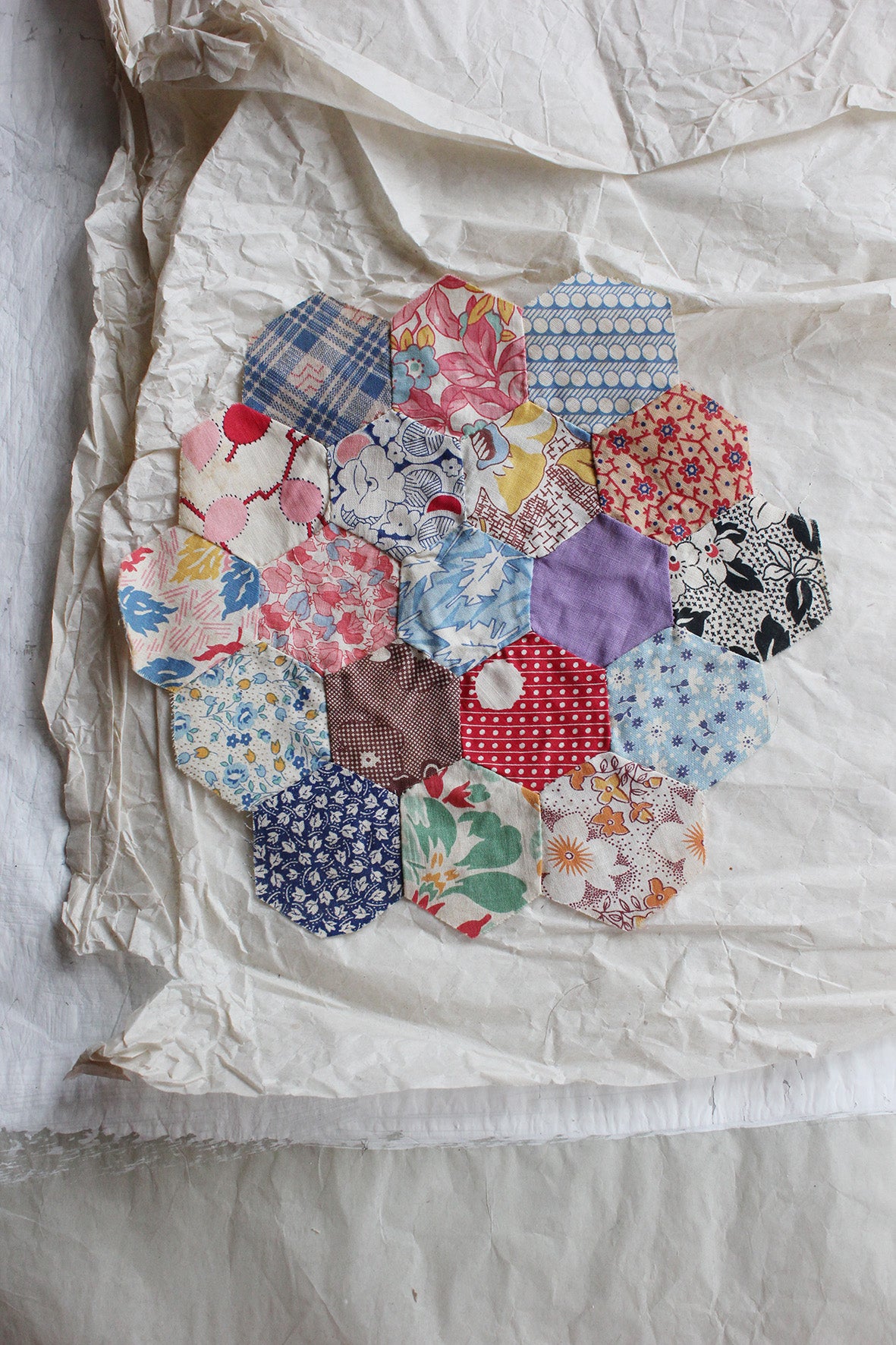 Reclaimed Antique Hand Stitched Patchwork Panel - 45
