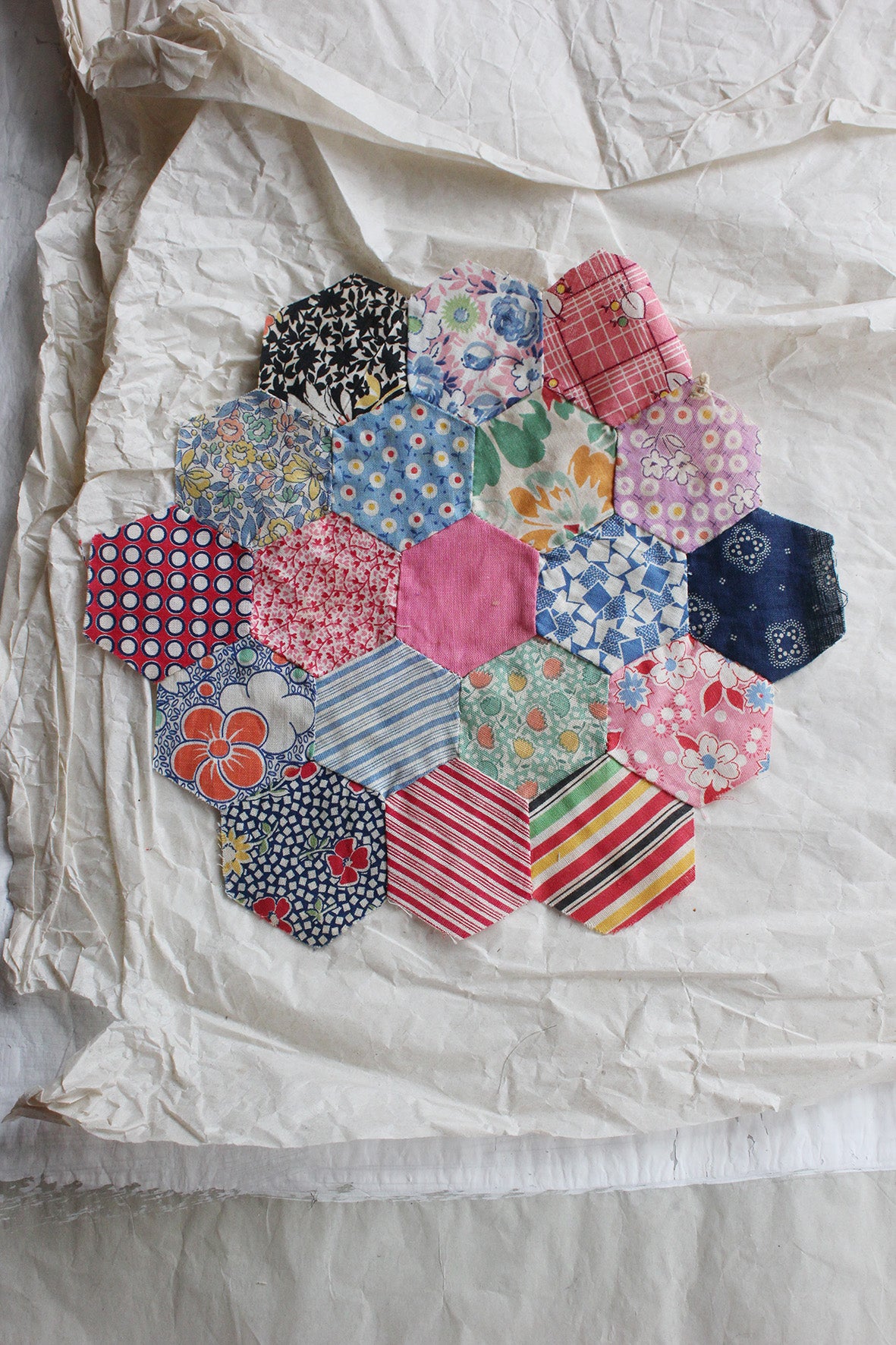 Reclaimed Antique Hand Stitched Patchwork Panel - 46