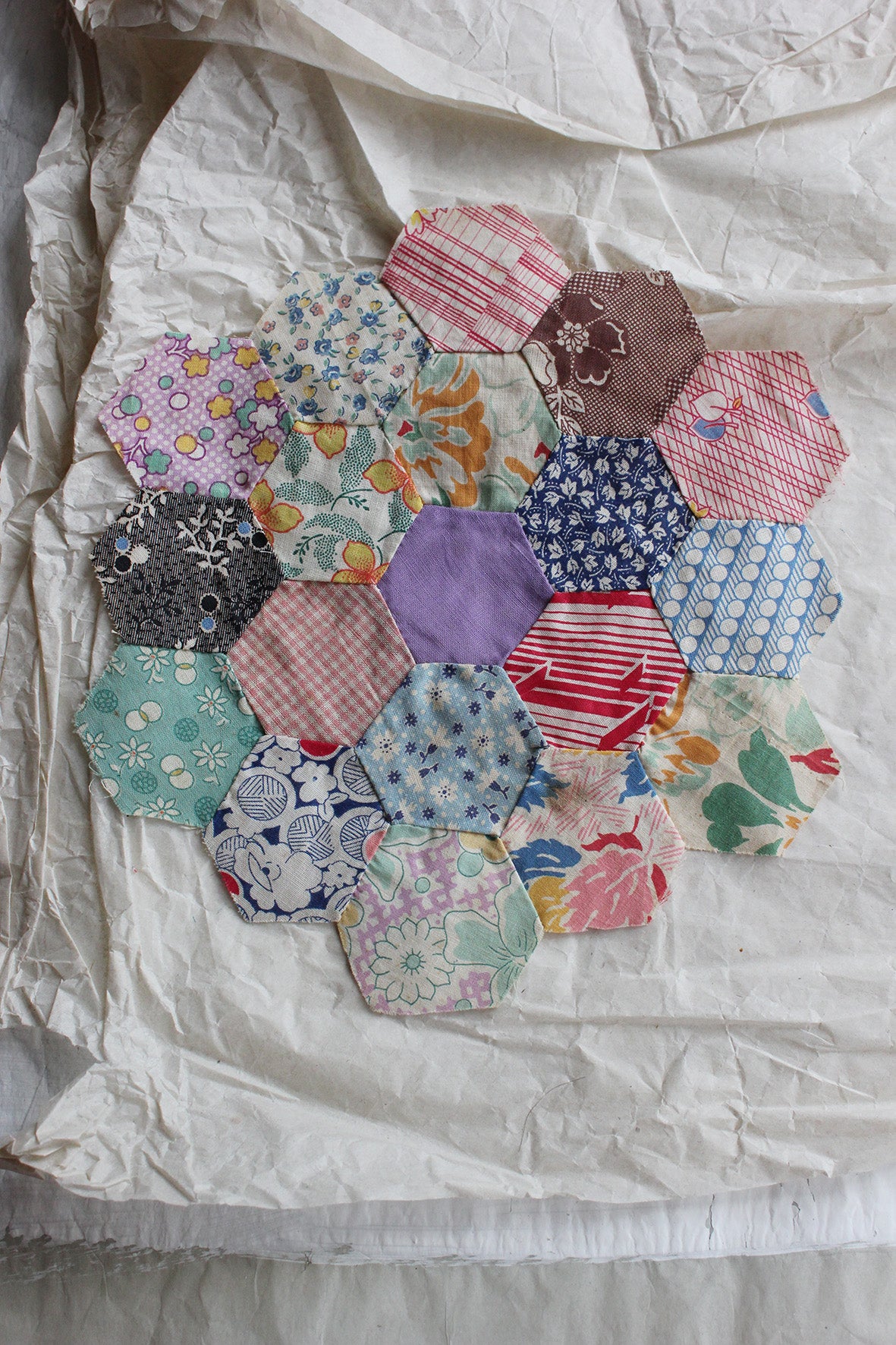 Reclaimed Antique Hand Stitched Patchwork Panel - 48