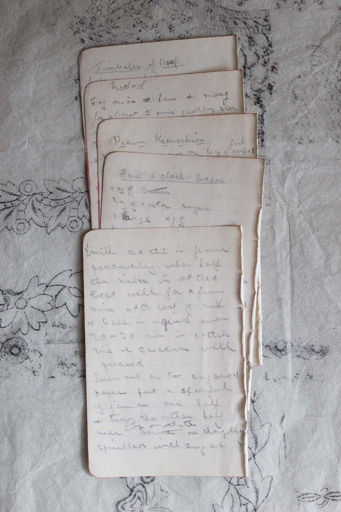 Collection of Reclaimed Pencilled Recipe Pages