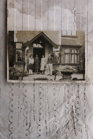 Old Photograph Postcard - Family Outside Terrace House