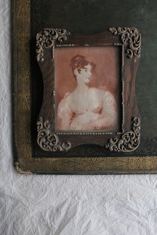 Beautiful Old Antique Portrait In Ornate Frame
