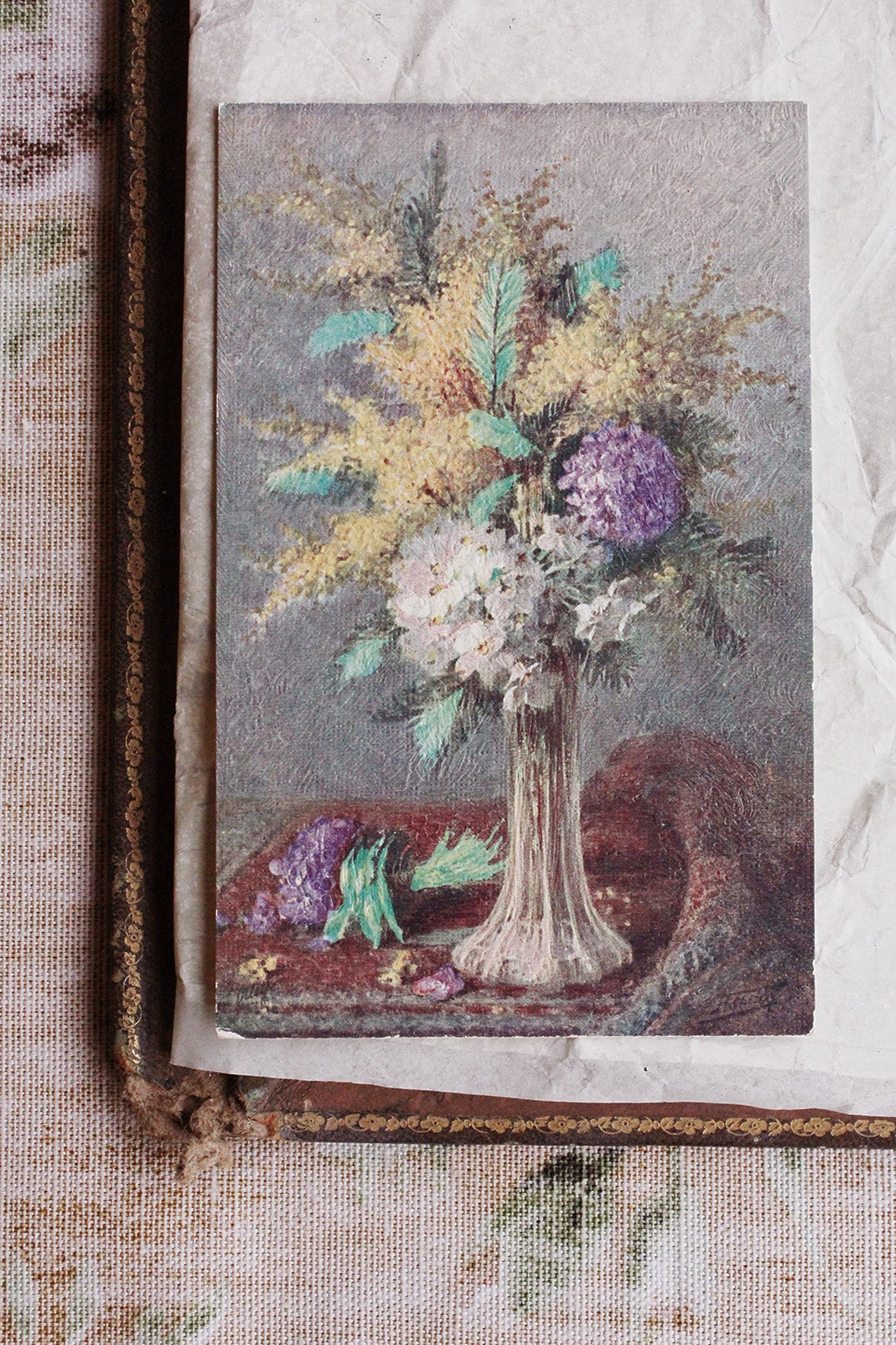 Old Collectable Embossed Postcard - Floral Still Life 1