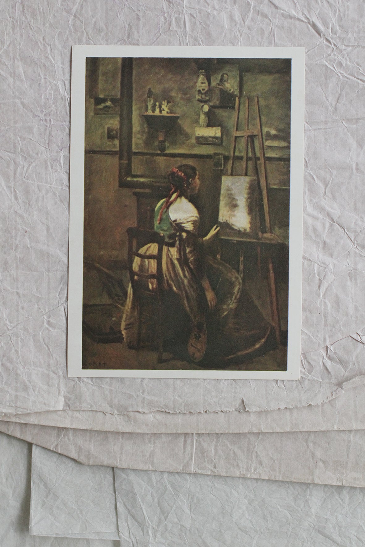 Old French Postcard - L'Atelier de Corot