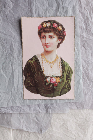 Beautiful Old Embossed French Collaged Postcard - Portrait 1