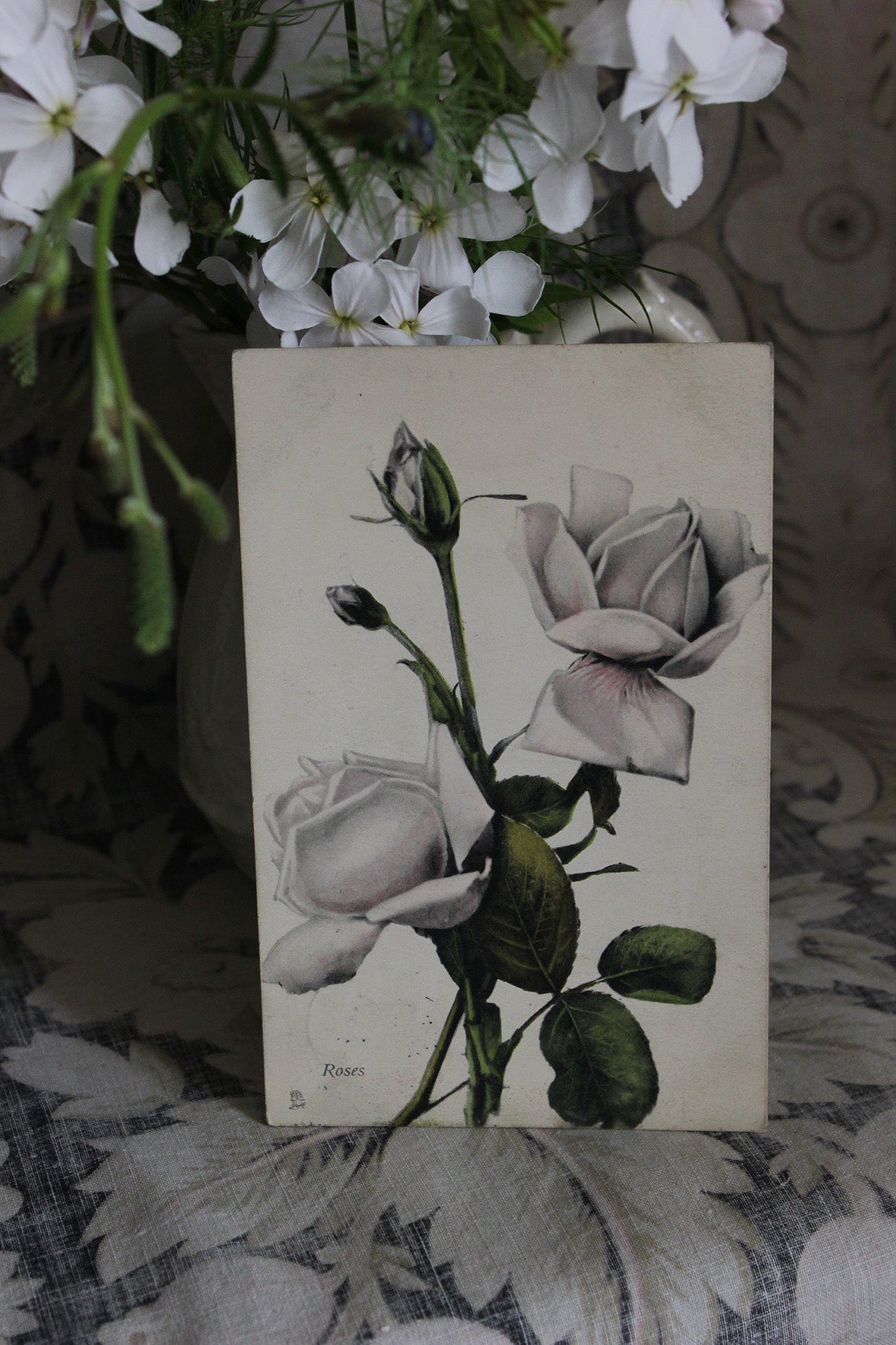 Old Postcard - Faded Roses