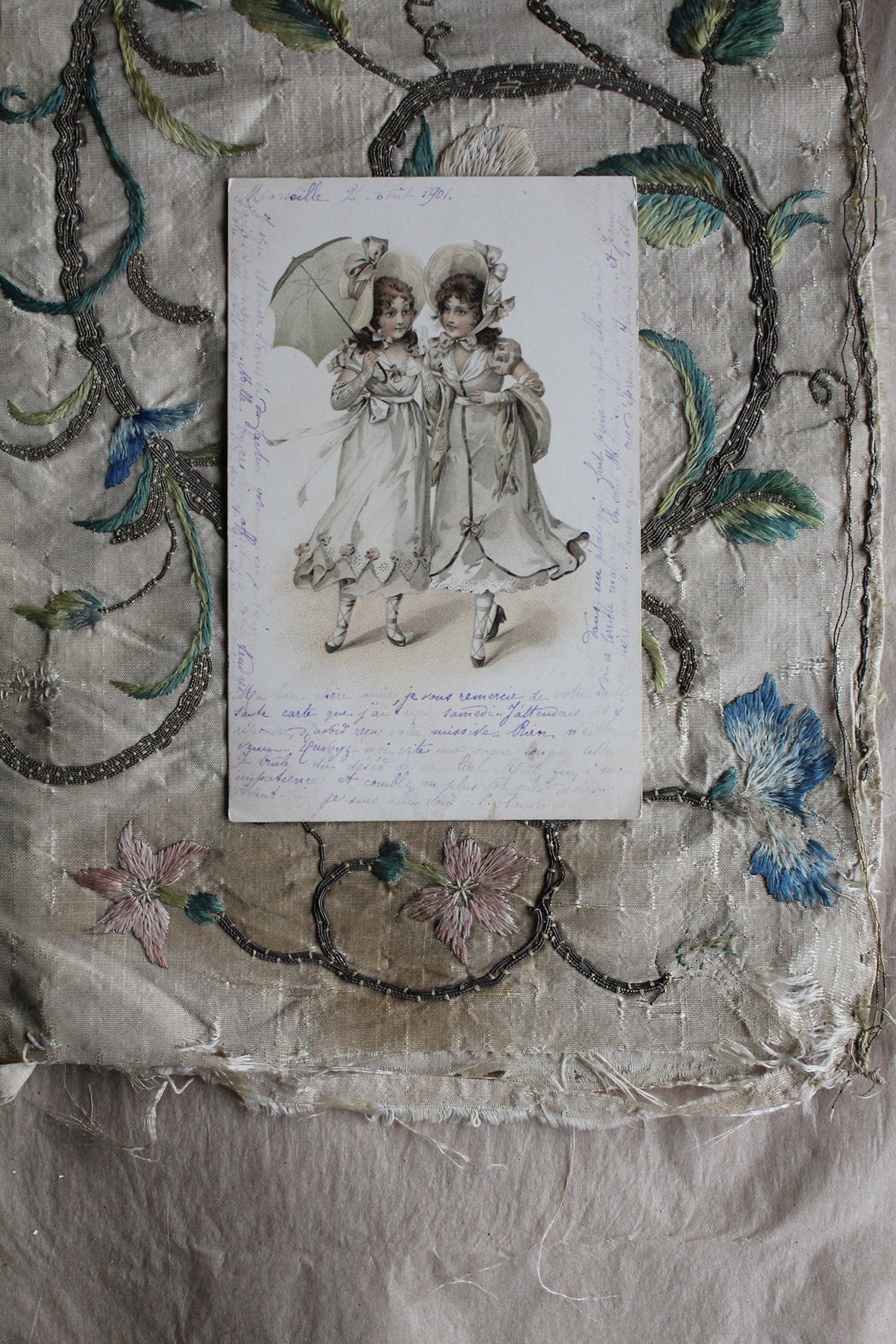 Old Collectable French Postcard - Friendship