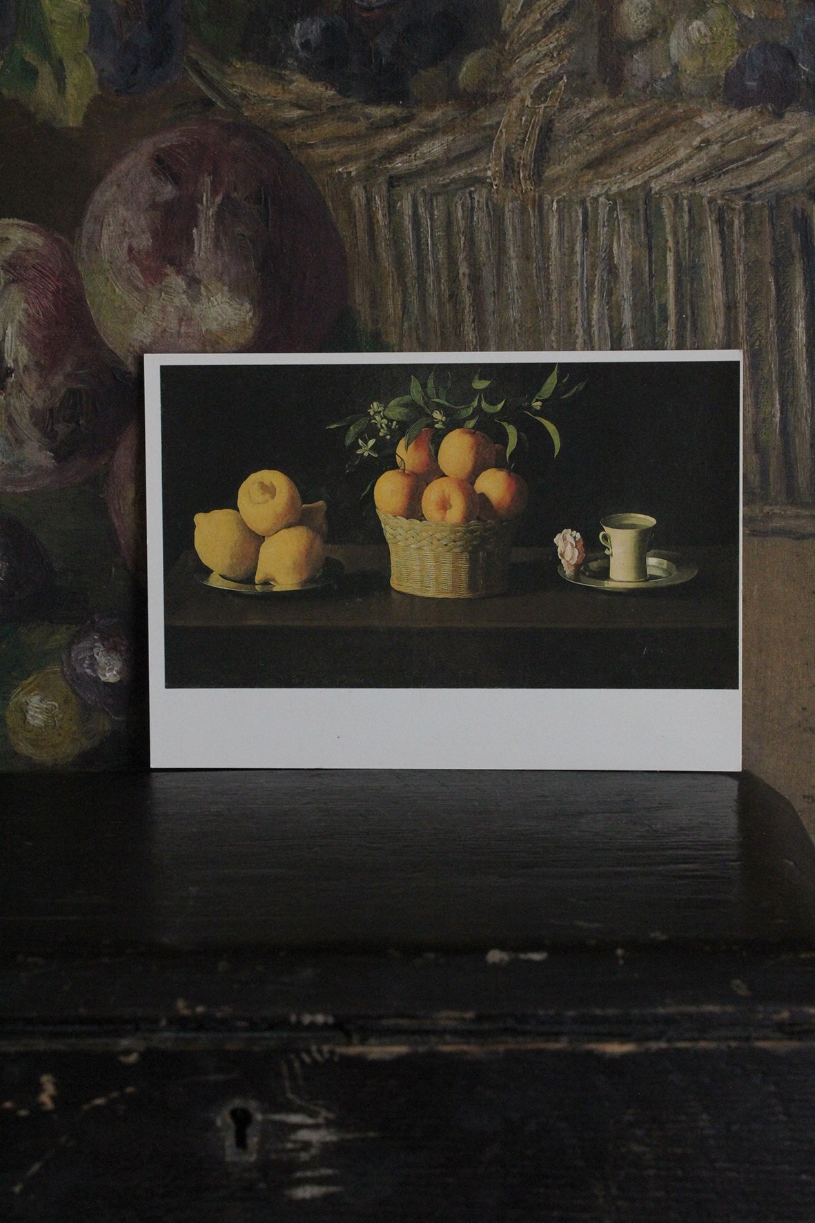 Vintage Postcard - Lemon, Oranges & A Rose