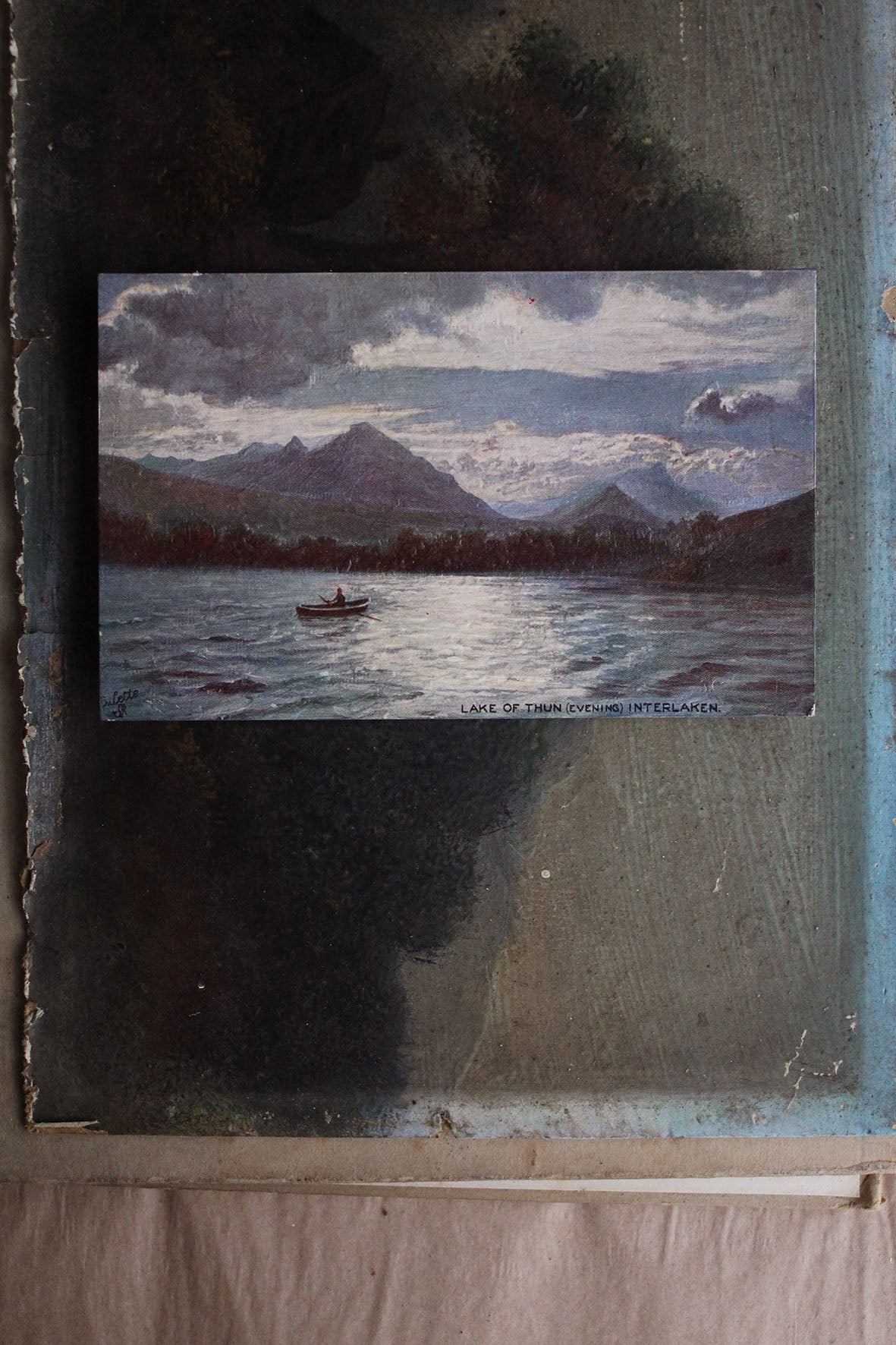 Old Collectable Postcard - Moonlit Lake