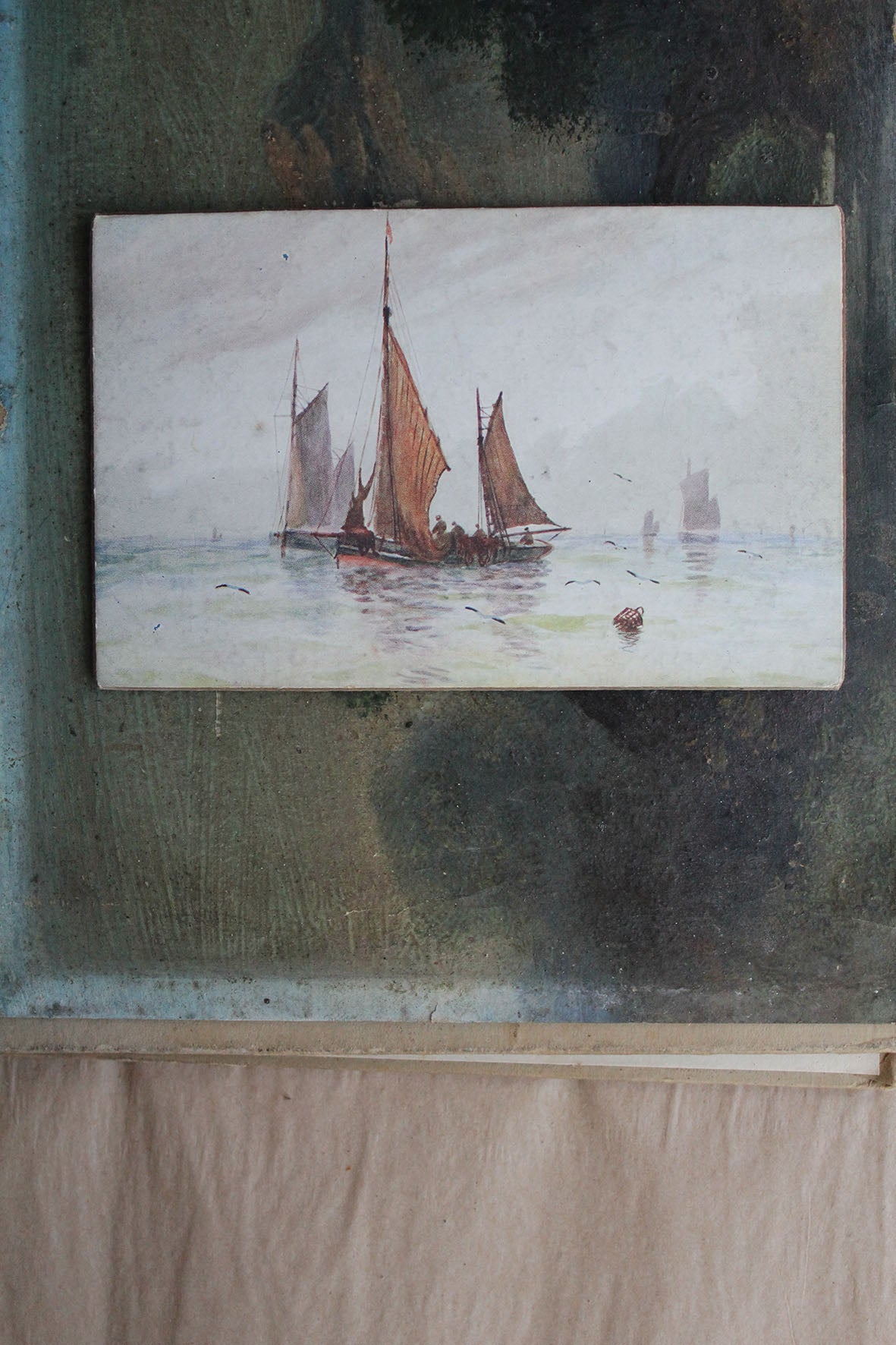 Old Collectable Postcard - Fishing Boat Sails
