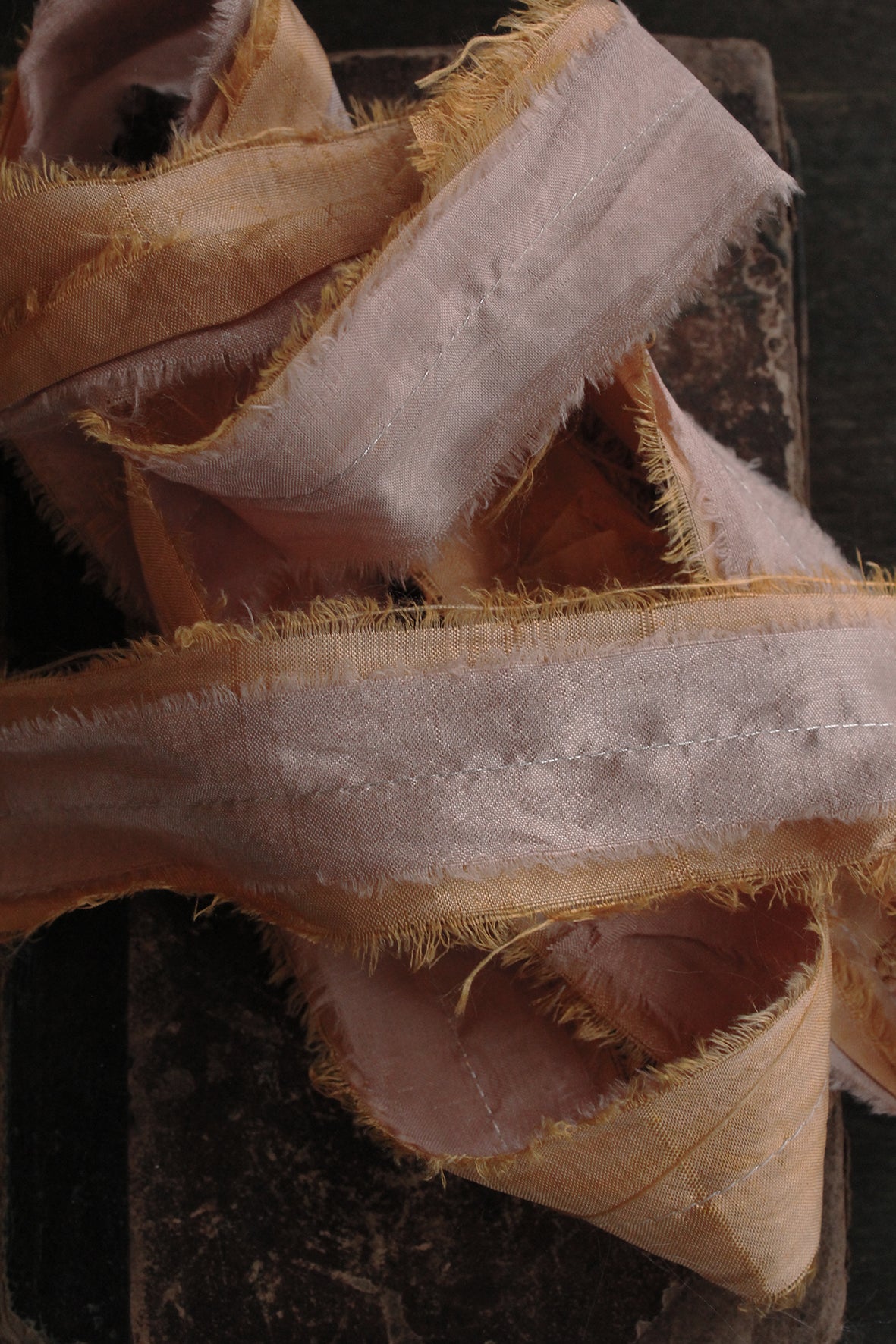 THE RIBBON PATH - Delicate Layered Silk Ribbon - Golden Hour