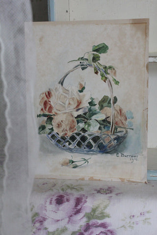 Delicate Antique Watercolour - Blush Roses
