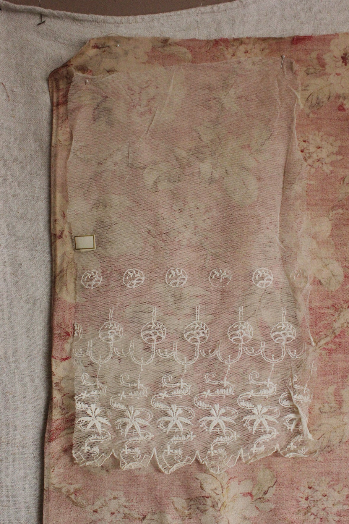 Old Delicate Fine Lace Shop Sample Panel (no.2)