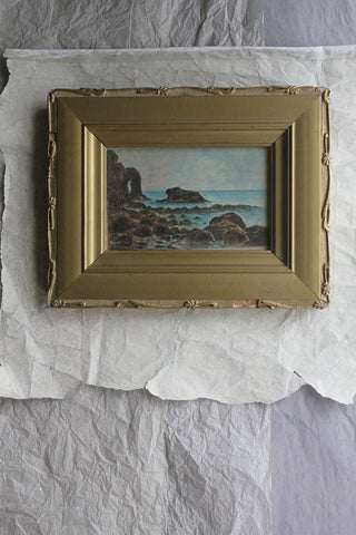 Old Miniature Seascape in Ornate Gilded Frame