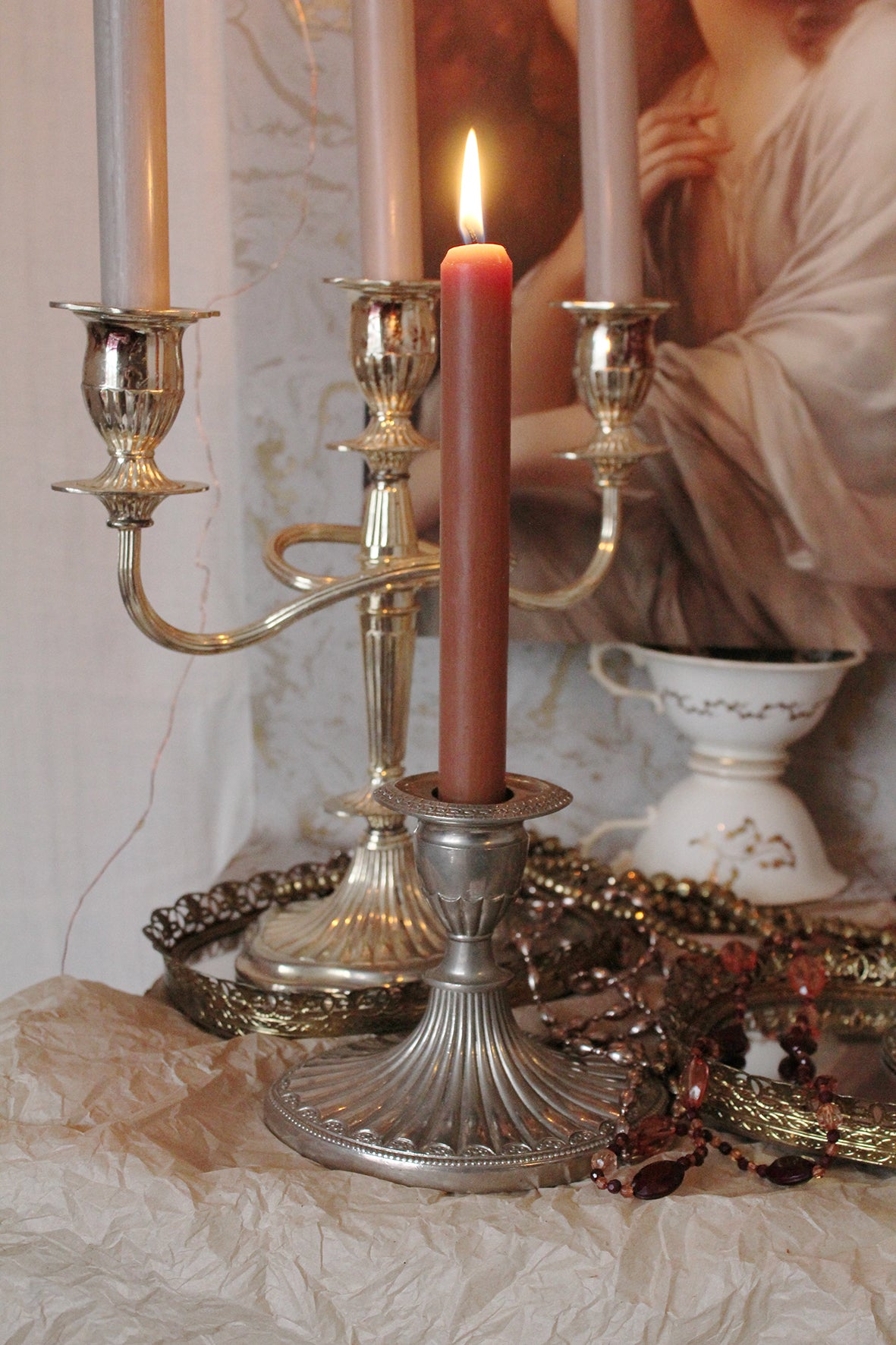 An Early Sheffield Plate Candlestick - Winter's Sun