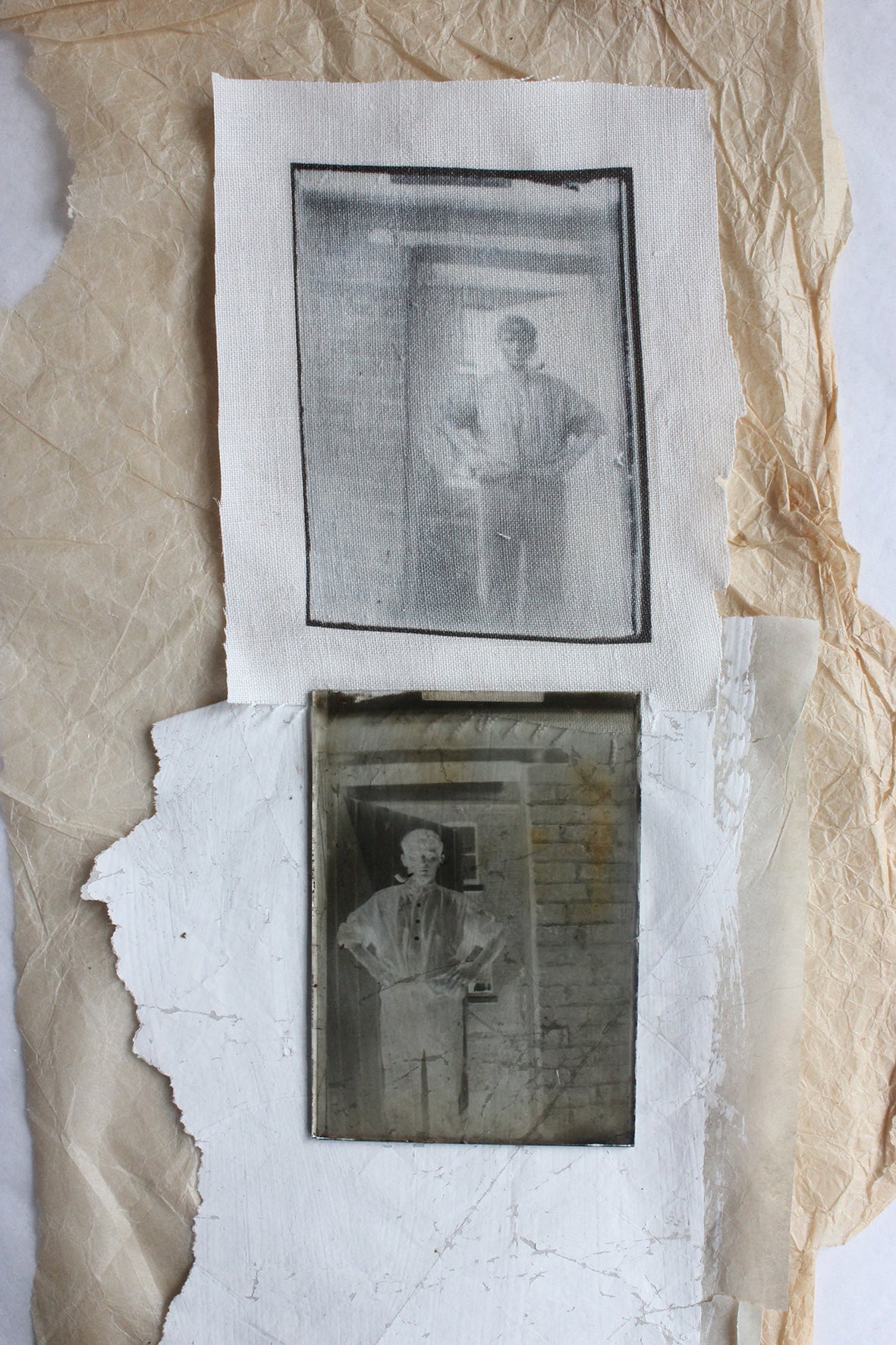Old Dry Plate with Linen Print - Back Door Fresh Air (No.11)