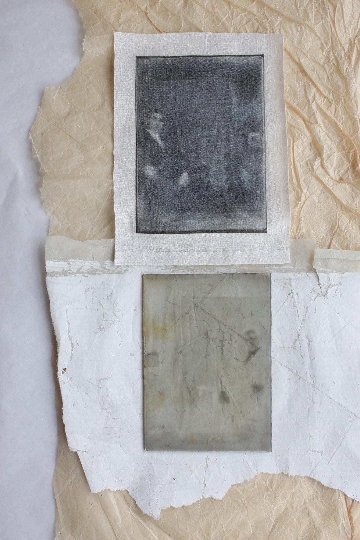 Old Dry Plate with Linen Print - Seated (No.21)
