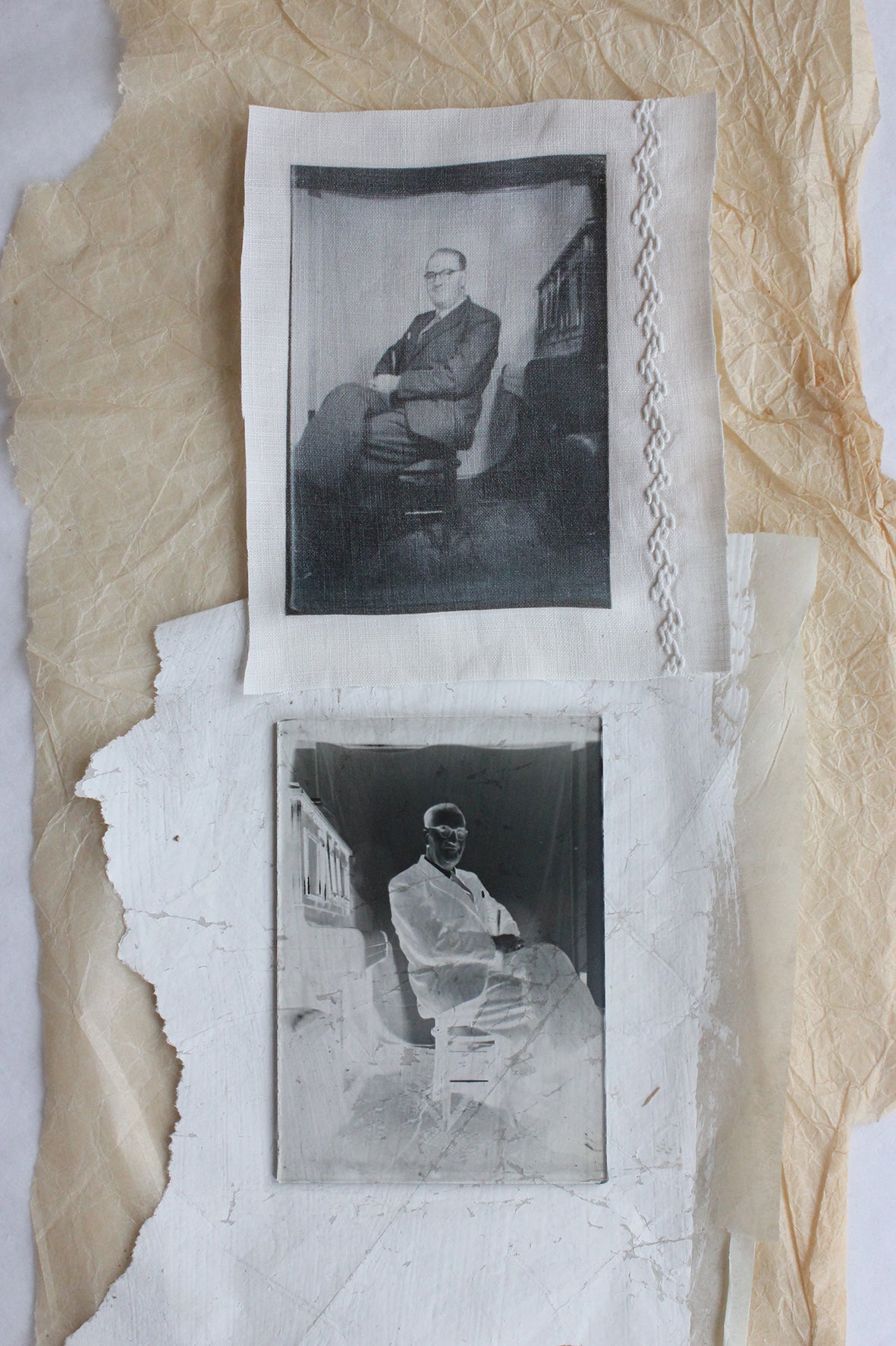 Old Dry Plate with Linen Print - Seated Portrait (No.3)