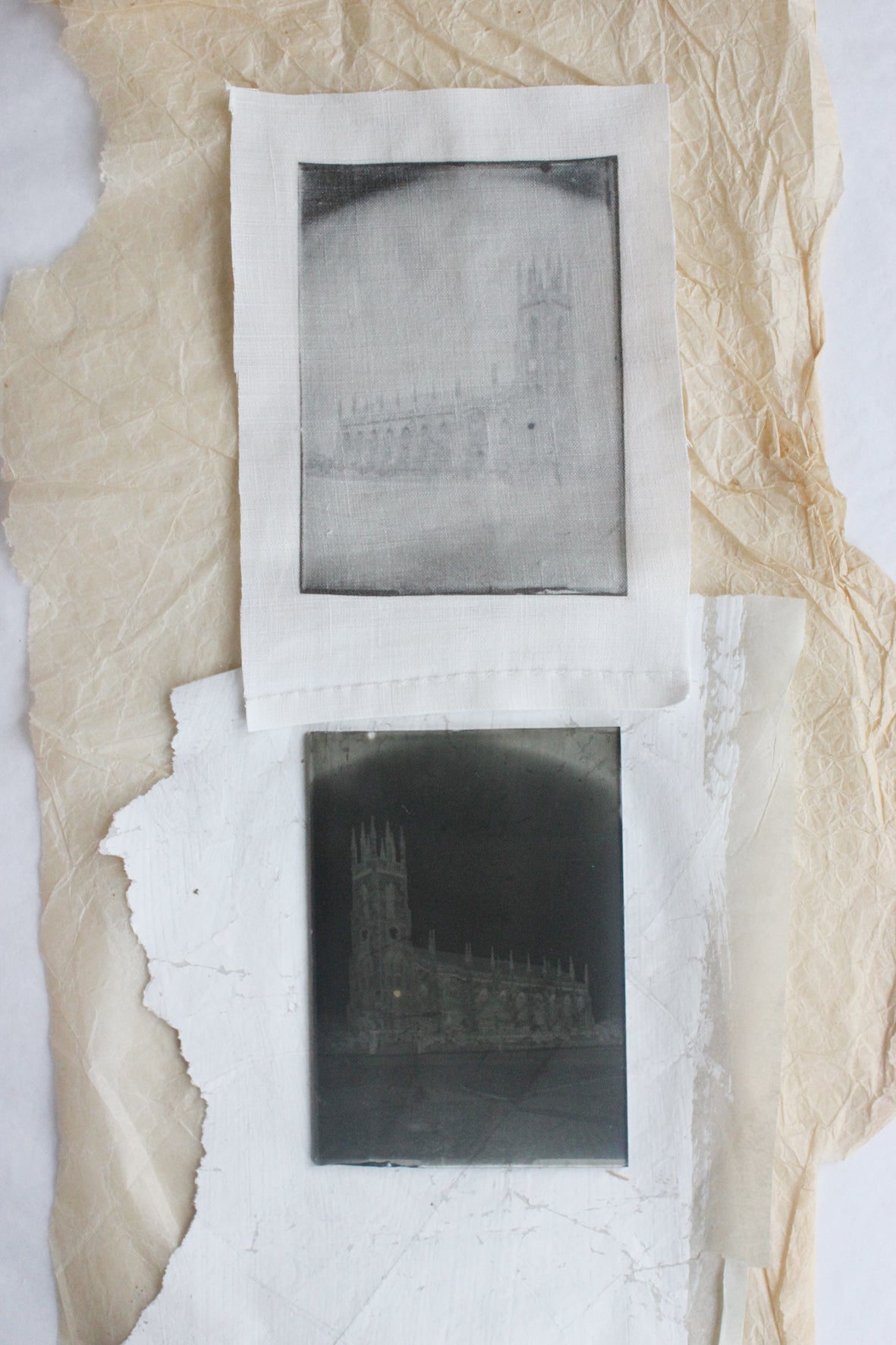 Old Dry Plate with Linen Print - The Church (No.4)