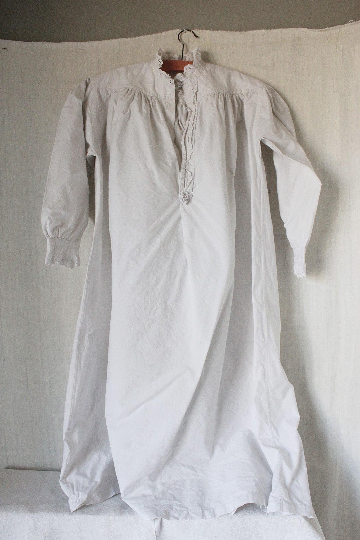 Beautiful Old Cotton Nightdress with Broderie Detailing
