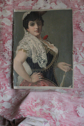 Beautiful old Print - "Bride in Rouge"